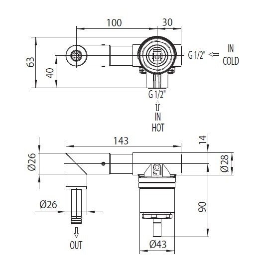 Bossini z00801 встраиваемая часть смесителя для раковины