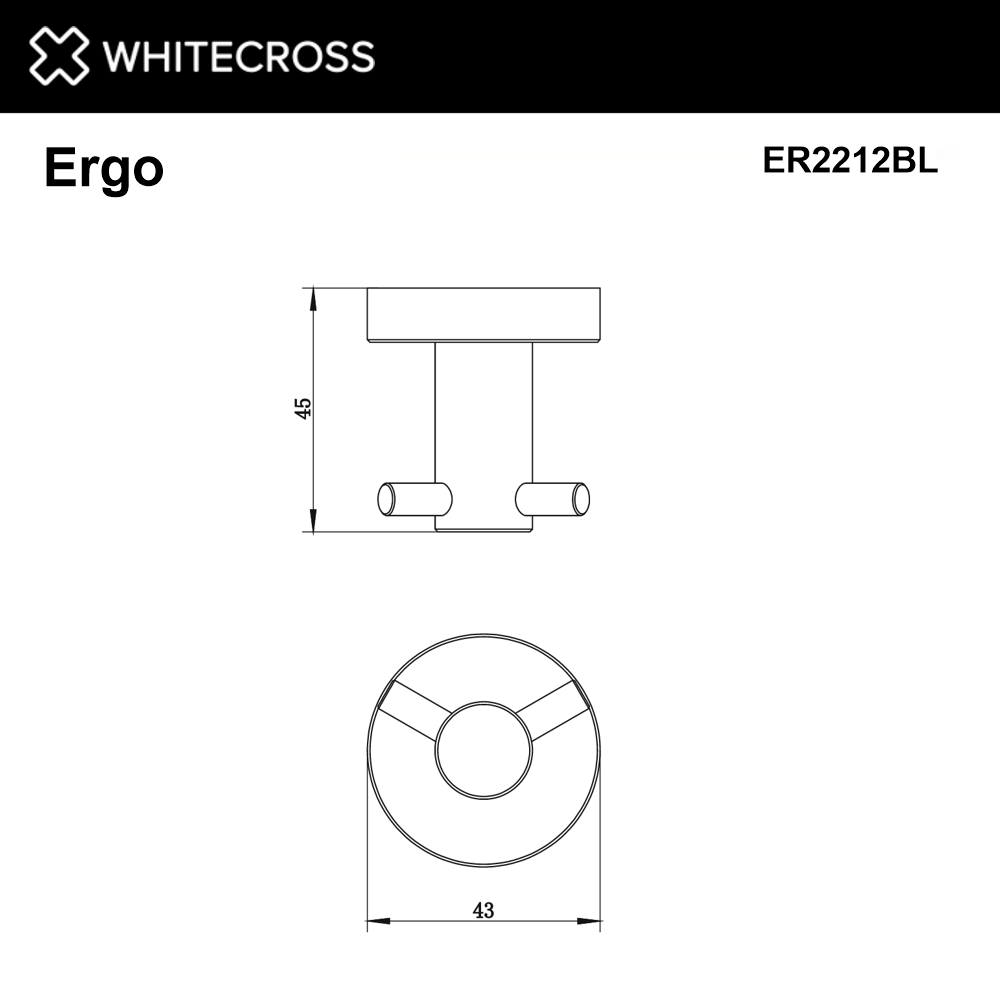 Крючок двойной whitecross ergo er2212bl (черный мат)