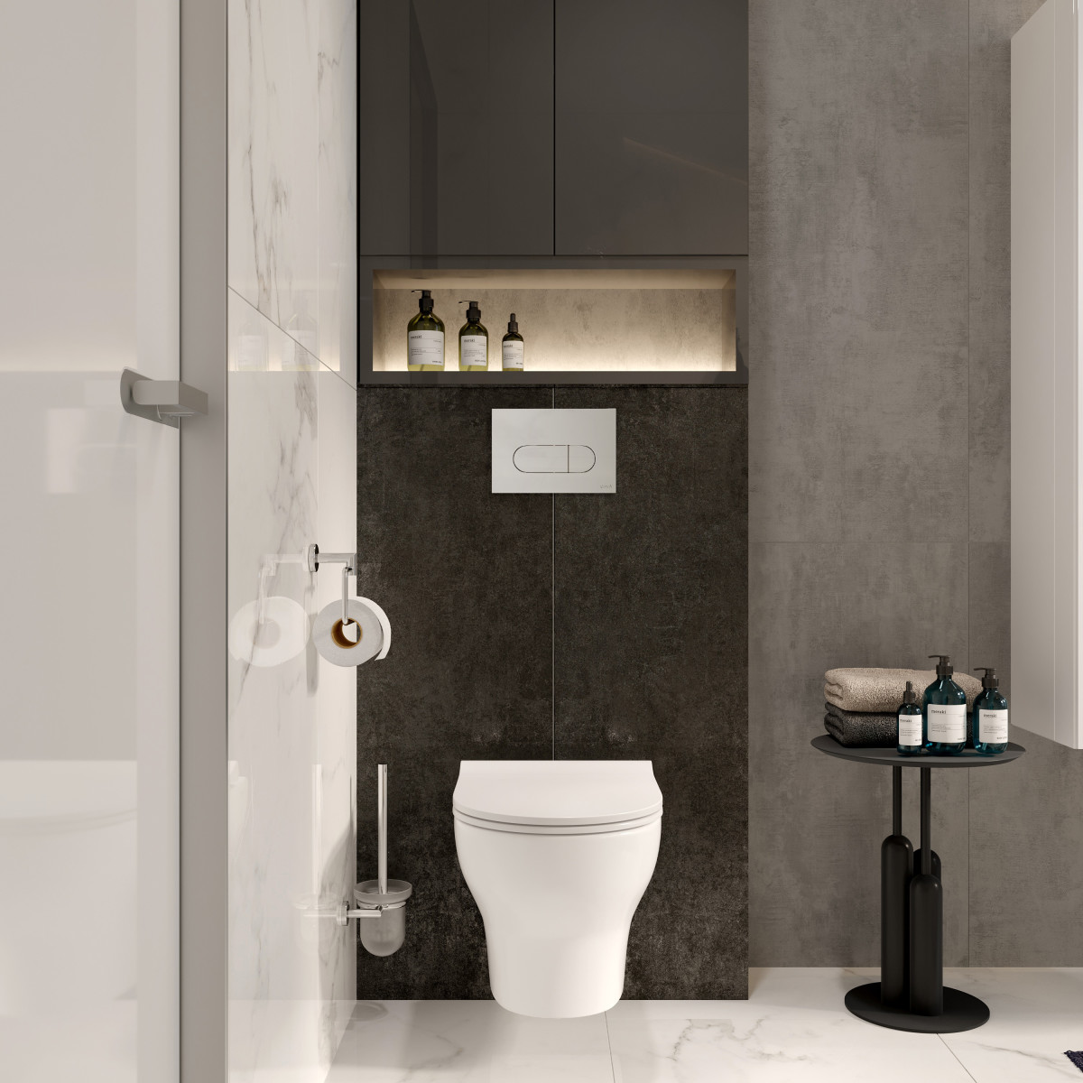 Инсталляция с унитазом VitrA Zentrum Round 9879B003-7200 комплект 4 в 1 с сиденьем микролифт безободковый цвет клавиши глянцевый хром