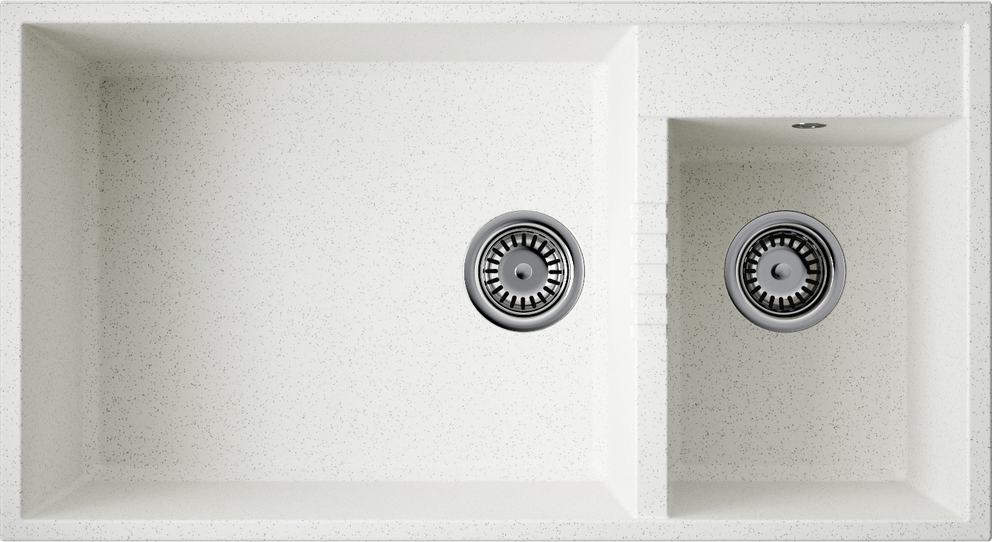 Кухонная мойка omoikiri tedori 85-2-u-wh tetogranit/белый 850 x 465 x 215