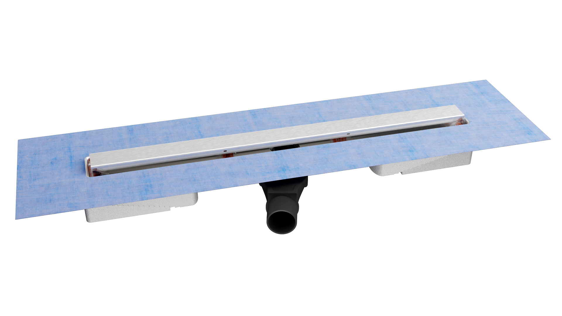 Желоб berges водосток c1 norma 600, матовый хром, s-сифон d50 h60 боковой