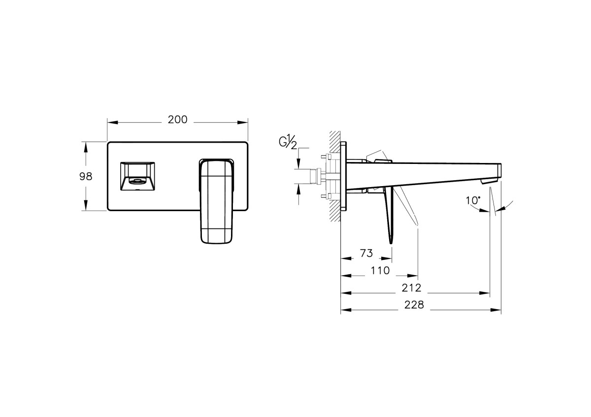 Встраиваемый смеситель для раковины VitrA Root Square A42738EXP хром латунь