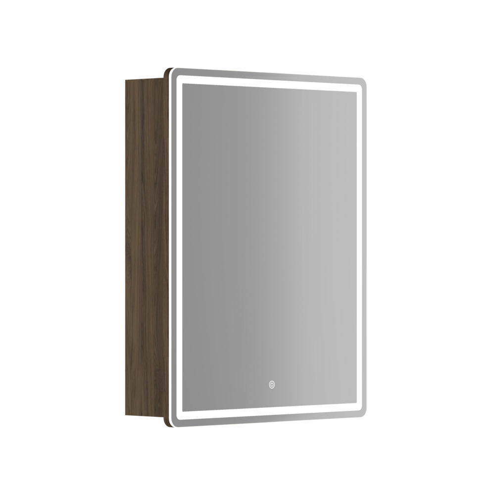 Зеркальный шкаф для ванной комнаты sancos mirror 590x150х740 мм, с led подсветкой, цвет дуб чарльстон, арт. mi60ech
