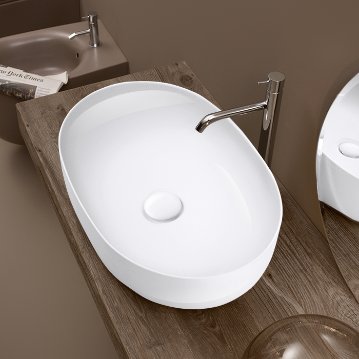 Kerasan nolita раковина 60х40 см, без отв., накладная, цвет: белый глянцевый