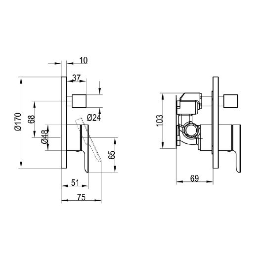 TVS10435300061 Однорычажный смеситель скрытого монтажа O.NOVO