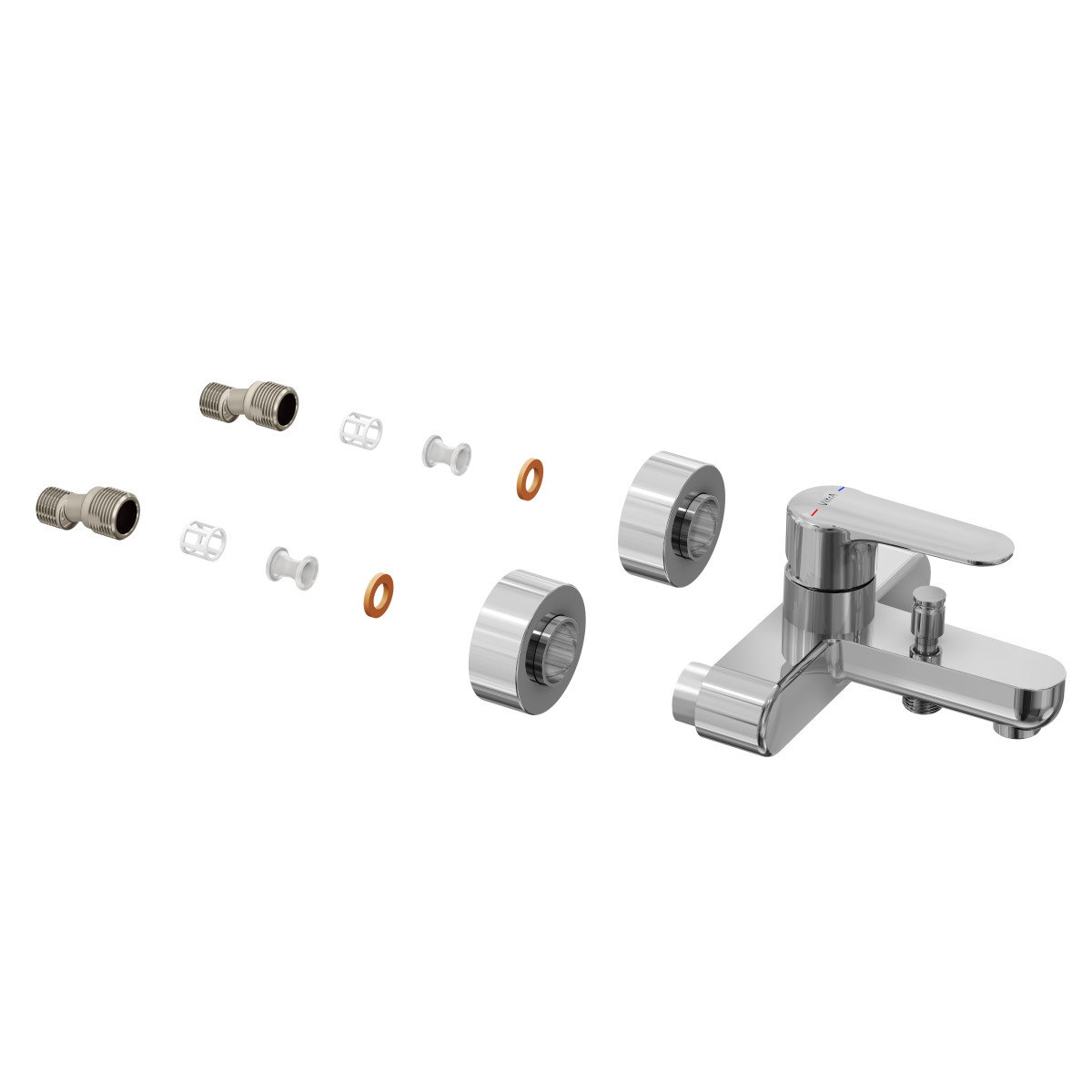 Смеситель настенный VitrA Root Round A42725EXP для ванны однорычажный хром латунь