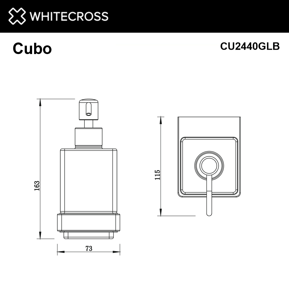 Дозатор для жидкого мыла подвесной whitecross cubo cu2440glb (брашированное золото)