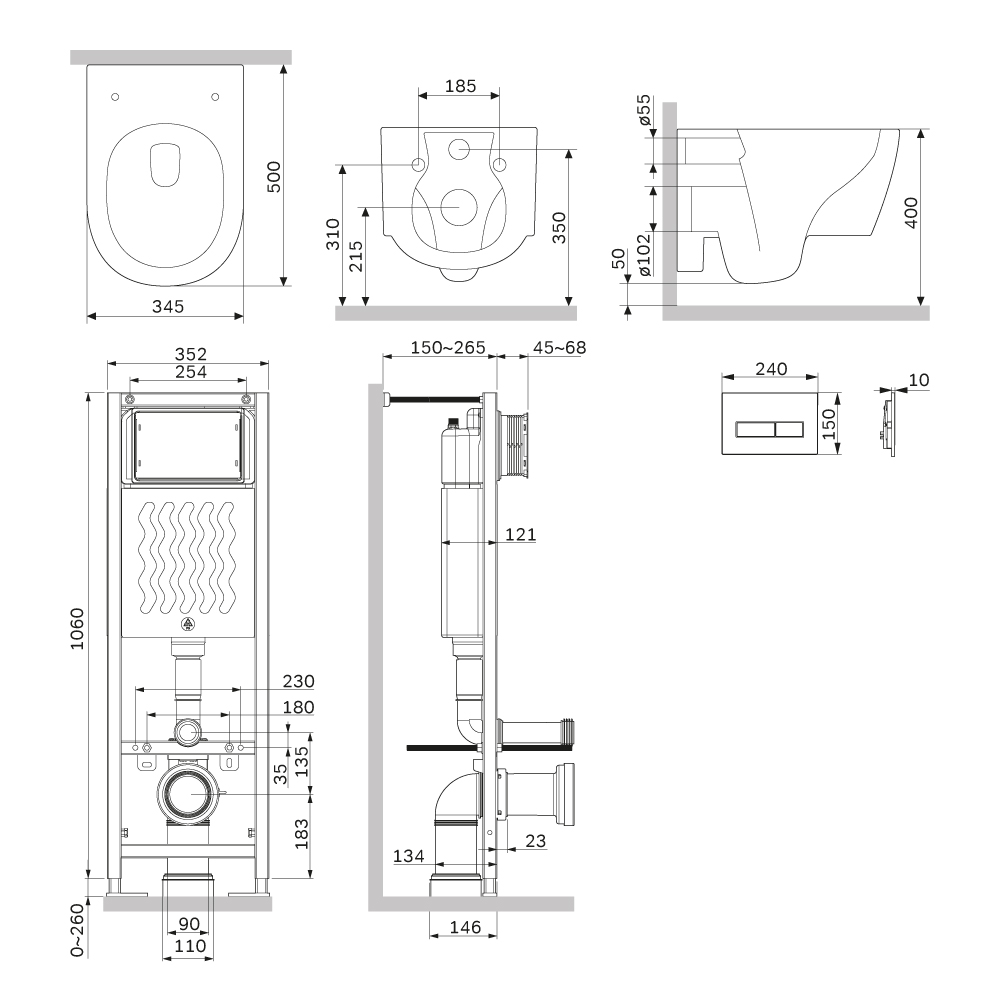 IS110301.DX77C1700 Инсталляция ErgoFit с клав M глянц белый с подвес унит Jupiter без ободка с сид