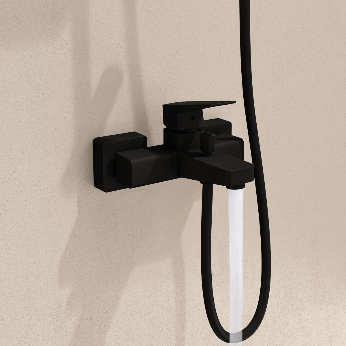 Смеситель настенный VitrA Root Square A4273736EXP для ванны однорычажный матовый черный латунь