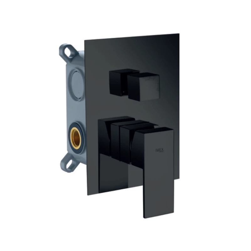 Смеситель скрытого монтажа для ванны/душа на 3 потребителя с внутренней частью imex gsm03v/ng matt black