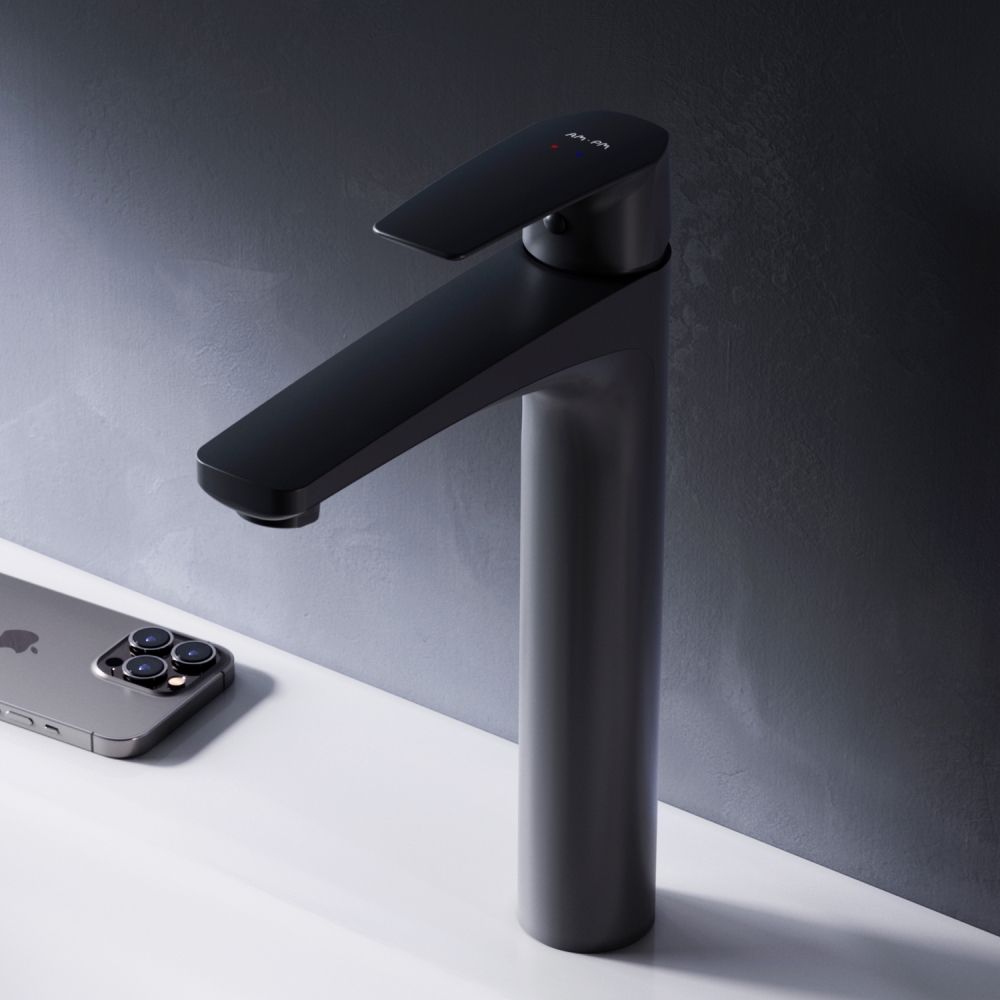 F90A92022 Gem, смеситель для умывальника высокий, черный, шт.