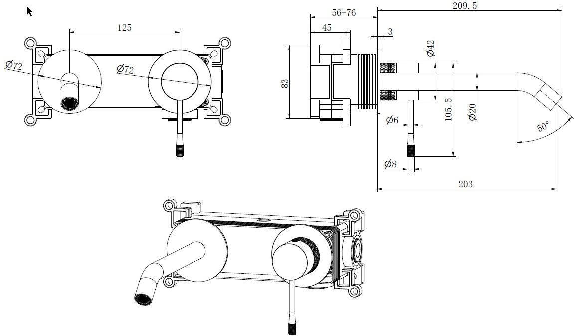Смеситель для раковины Allen Brau Priority 4.0 5.31C03-BN (с внутренней частью) никель браш