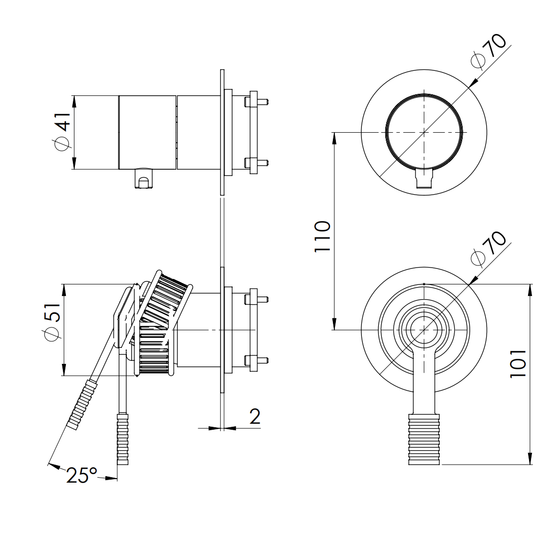 Смеситель для душа remer atelier al92pwbno, черный матовый