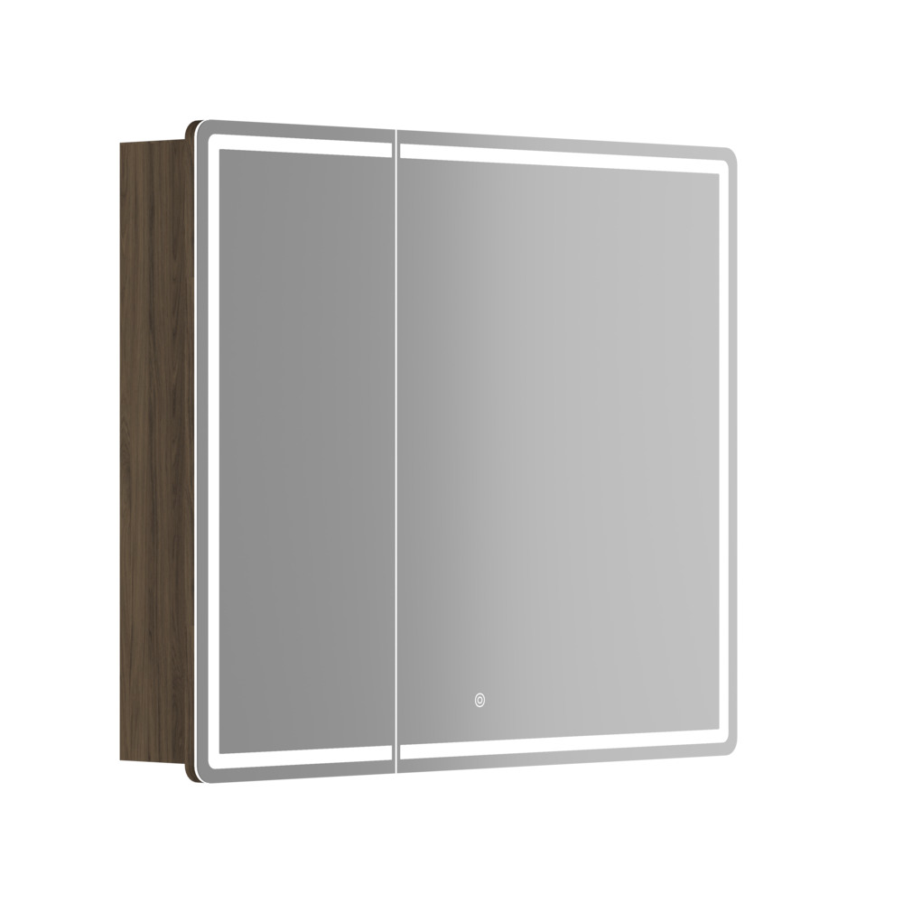 Зеркальный шкаф для ванной комнаты sancos mirror 890x150х740 мм, с led подсветкой, цвет дуб чарльстон, арт. mi90ech