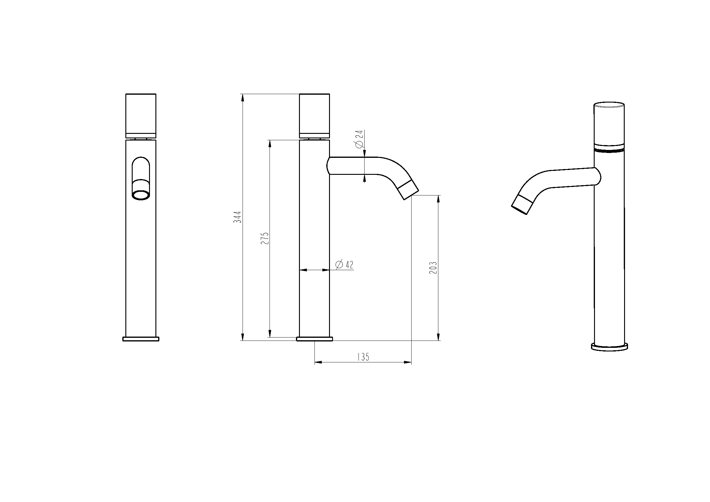 Смеситель для раковины высокий boheme stick 122-g-mr-b золото