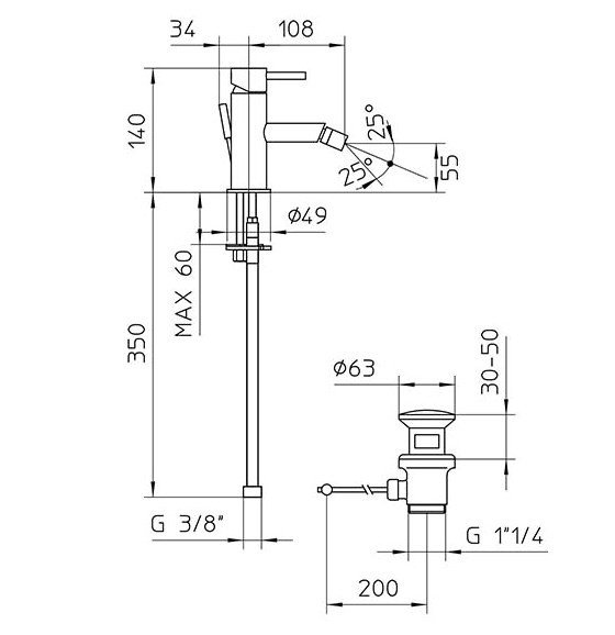 Bossini oki z005401.021 смеситель для биде   золото