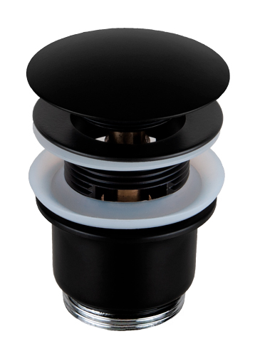 Донный клапан click-clack с переливом короткий 1 1/4" no черный матовый remer