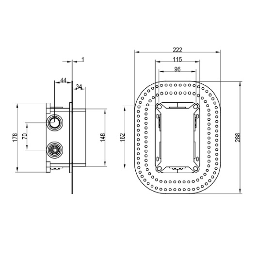 Скрытая часть термостата для ванны и душа Villeroy & Boch Vi-Box