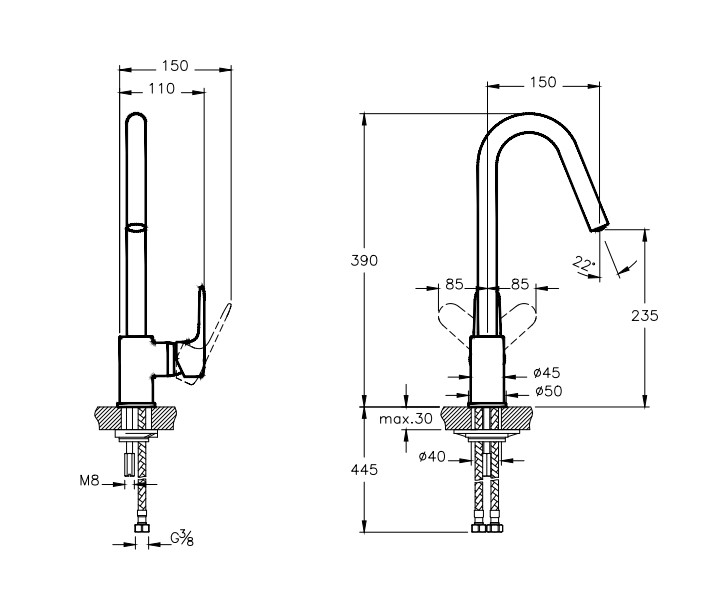 Смеситель root round для кухни, матовый черный
