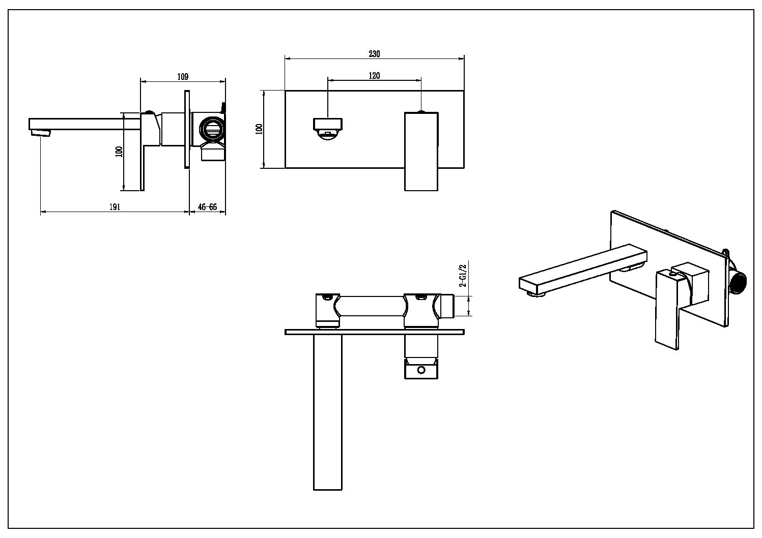 Смеситель для умывальника из стены qubic brushed bronze