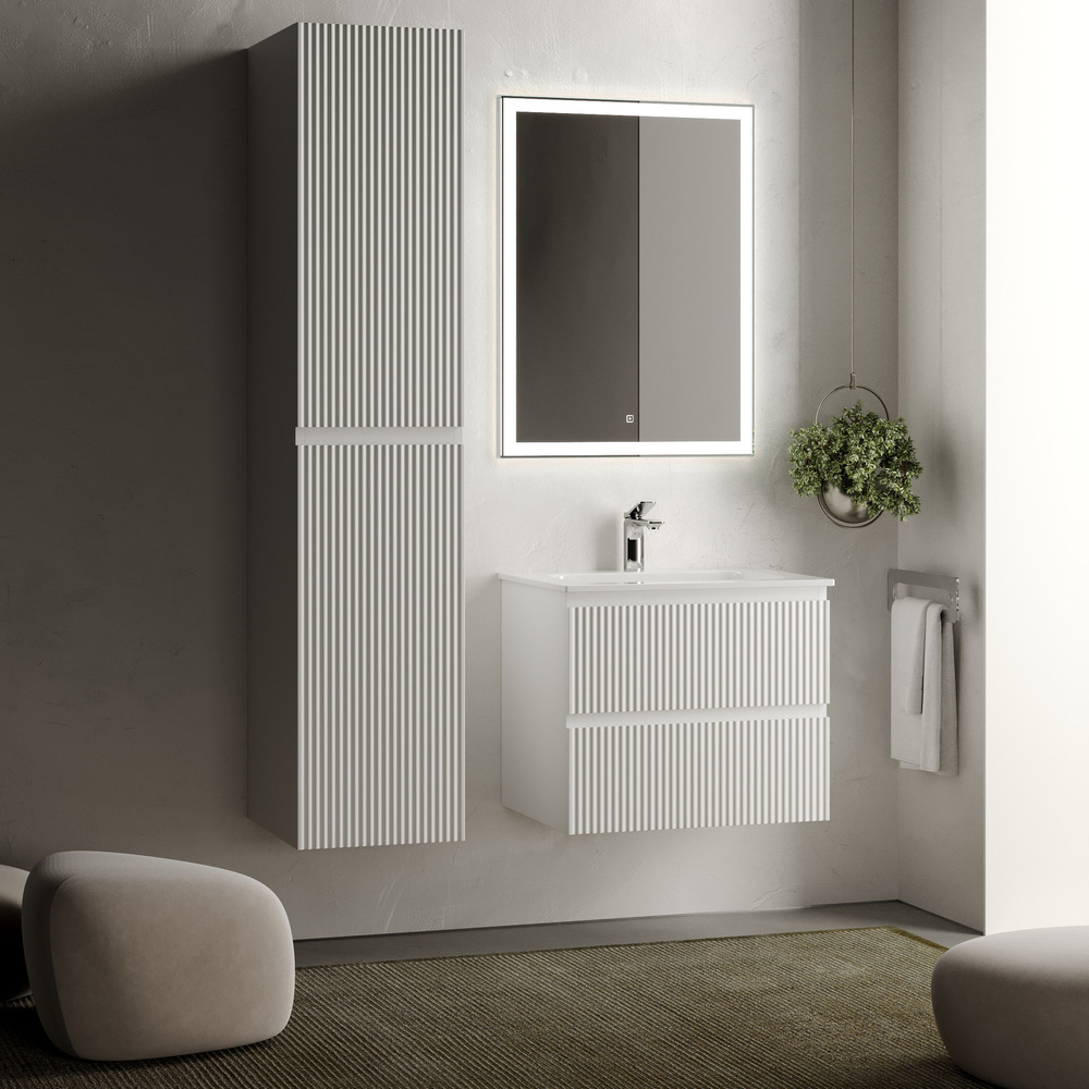 Тумба подвесная sancos snob r 590х445х500, c двумя ящиками оснащенными доводчиками, bianco, арт.snr60w