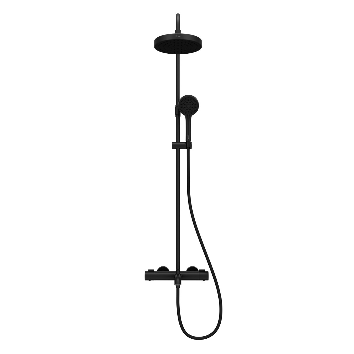 Душевая система VitrA Base Round A4730336EXP с термостатическим смесителем и ручным душем матовая черная латунь