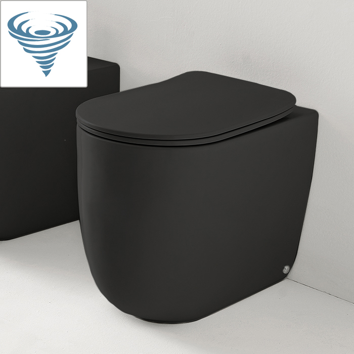 Kerasan nolita унитаз безободковый пристенный 55х35 см, tornado, с креплениями wb5n, цвет: черный матовый