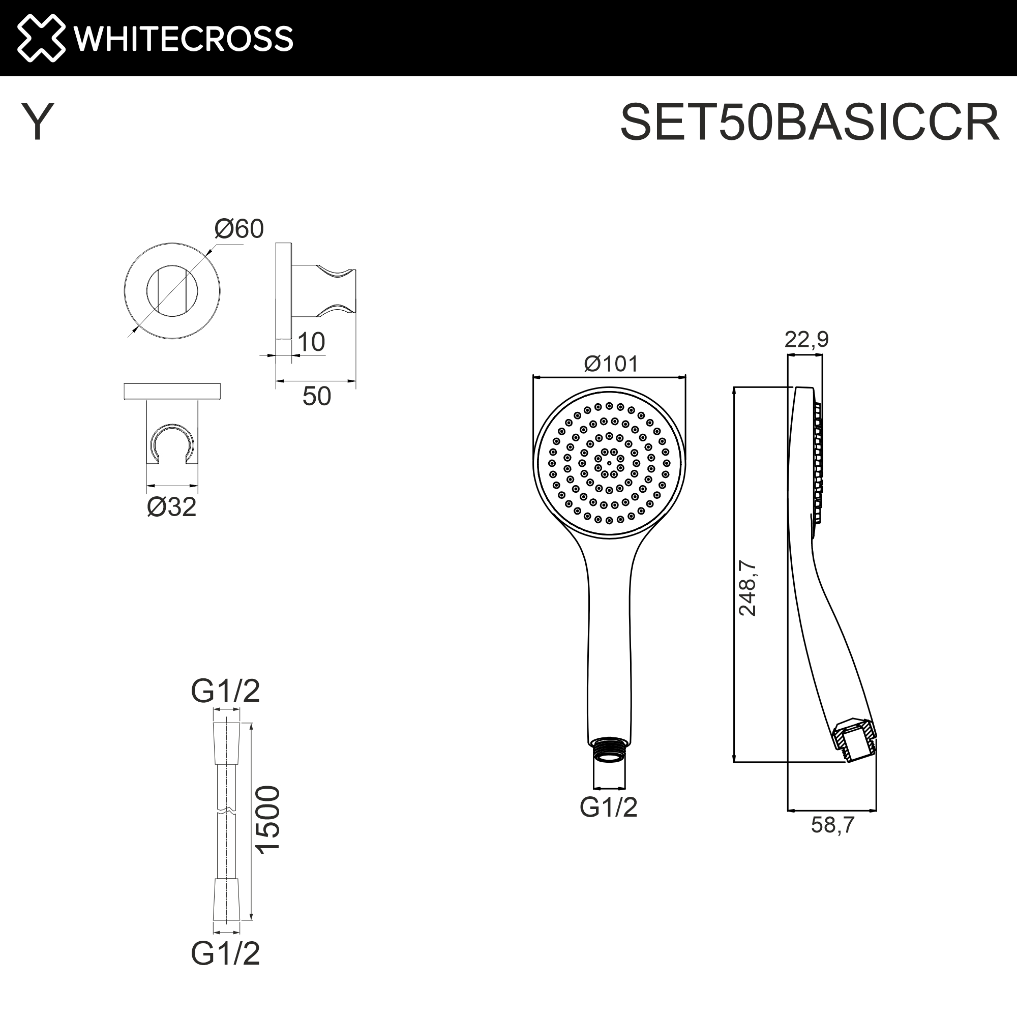 Душевой гарнитур точечный whitecross set50basiccr (хром)