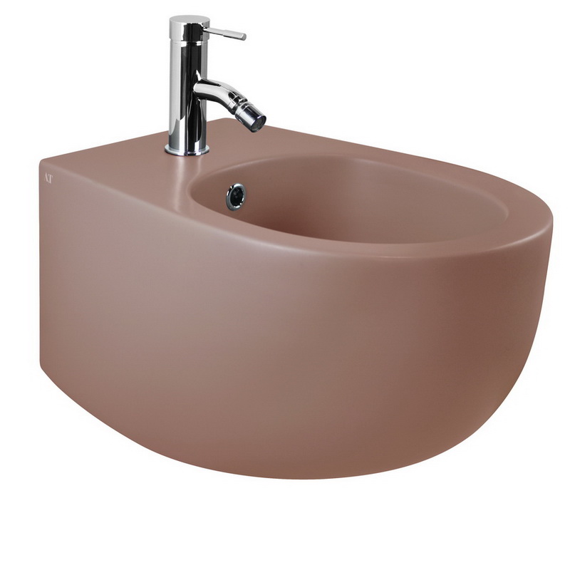 Биде подвесное aet dot 2.0, с креплениями, с 1-м отверстием под смеситель, цвет коралловый матовый s556t1r1v1142