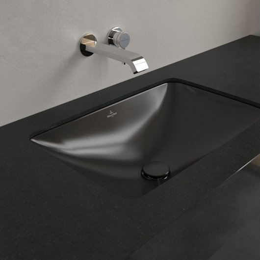 Незапираемый донный клапан с решеткой, 75 x 110 x 75 mm, Pure Black CeramicPlus (черный матовый)