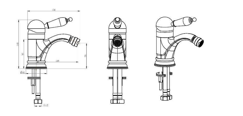 Смеситель для биде ROYAL CRYSTAL, бронза_Комплект