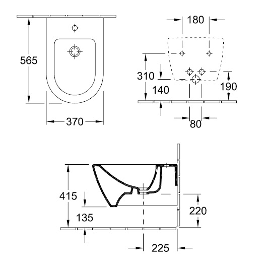 Биде подвесное, Villeroy&Boch, Subway 2.0, шгв 370*565*415, цвет-альпийский белый