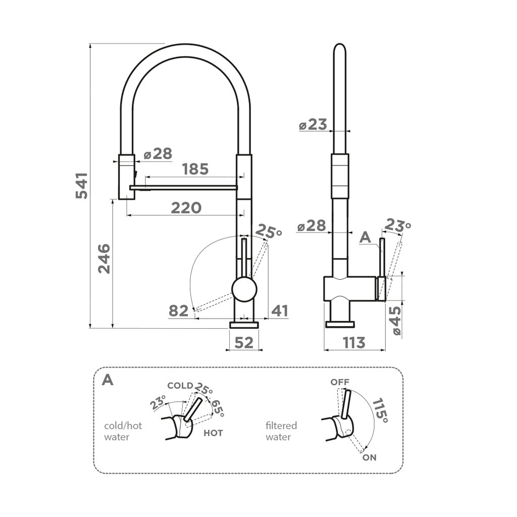 Смеситель для кухни omoikiri kanto 2 plus-sb латунь/светлое золото/черный