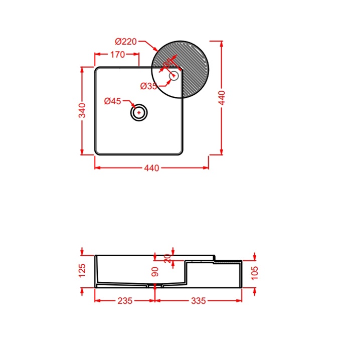 Раковина накладная 125x440x440 розовый матовый cartesio artceram