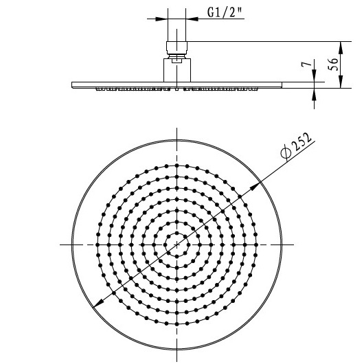 TVC00000100061 Head shower 250mm round Верхний душ круглый