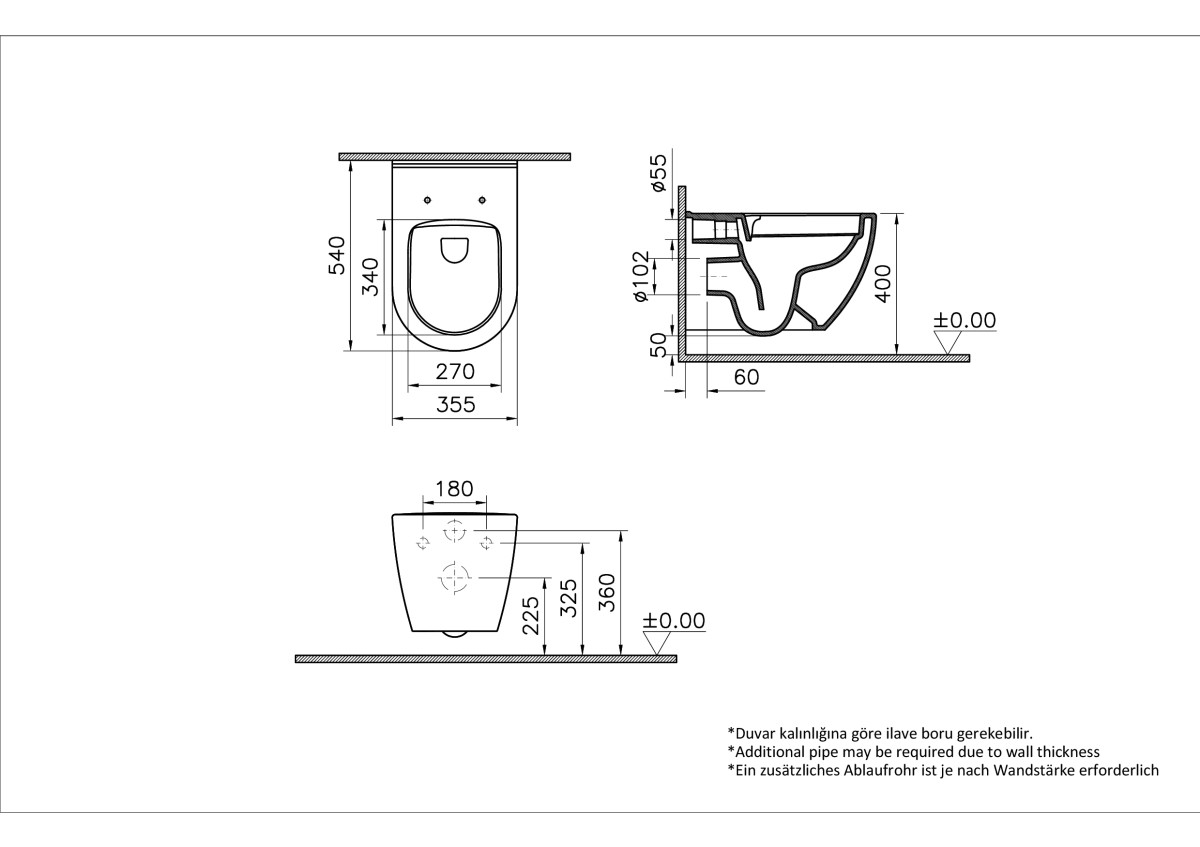 Подвесной унитаз VitrA Mia Round 7510B003-0075 безободковый SmoothFlush белый санитарный фарфор антибактериальное покрытие Hygiene