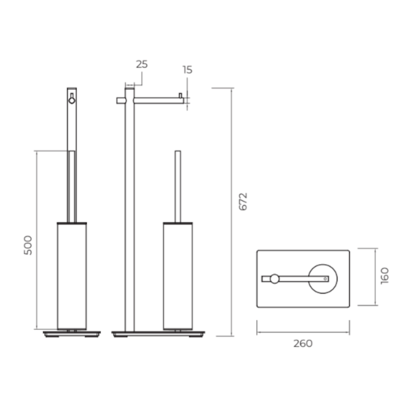 Держатель для туалетной бумаги и ершика напольный addimex practic cap003-07/ng matt black