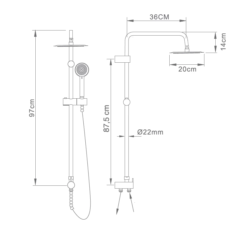 Душевая система настенная без смесителя imex europa bde011 chrome