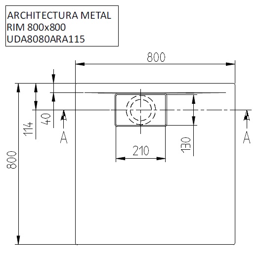 UDA8080ARA115V-01 Architectura  Душевой поддон  800 x 800 x 15 mm
