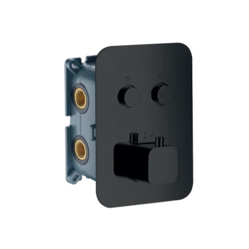 Смеситель термостатический для ванны/душа скрытого монтажа на 2 потребителя с внутренней частью imex ctp02v/ng matt black