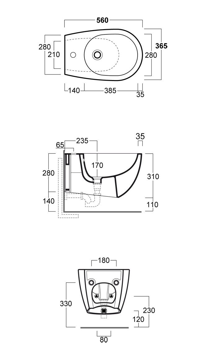 Биде подвесное vignoni белый глянцевый simas