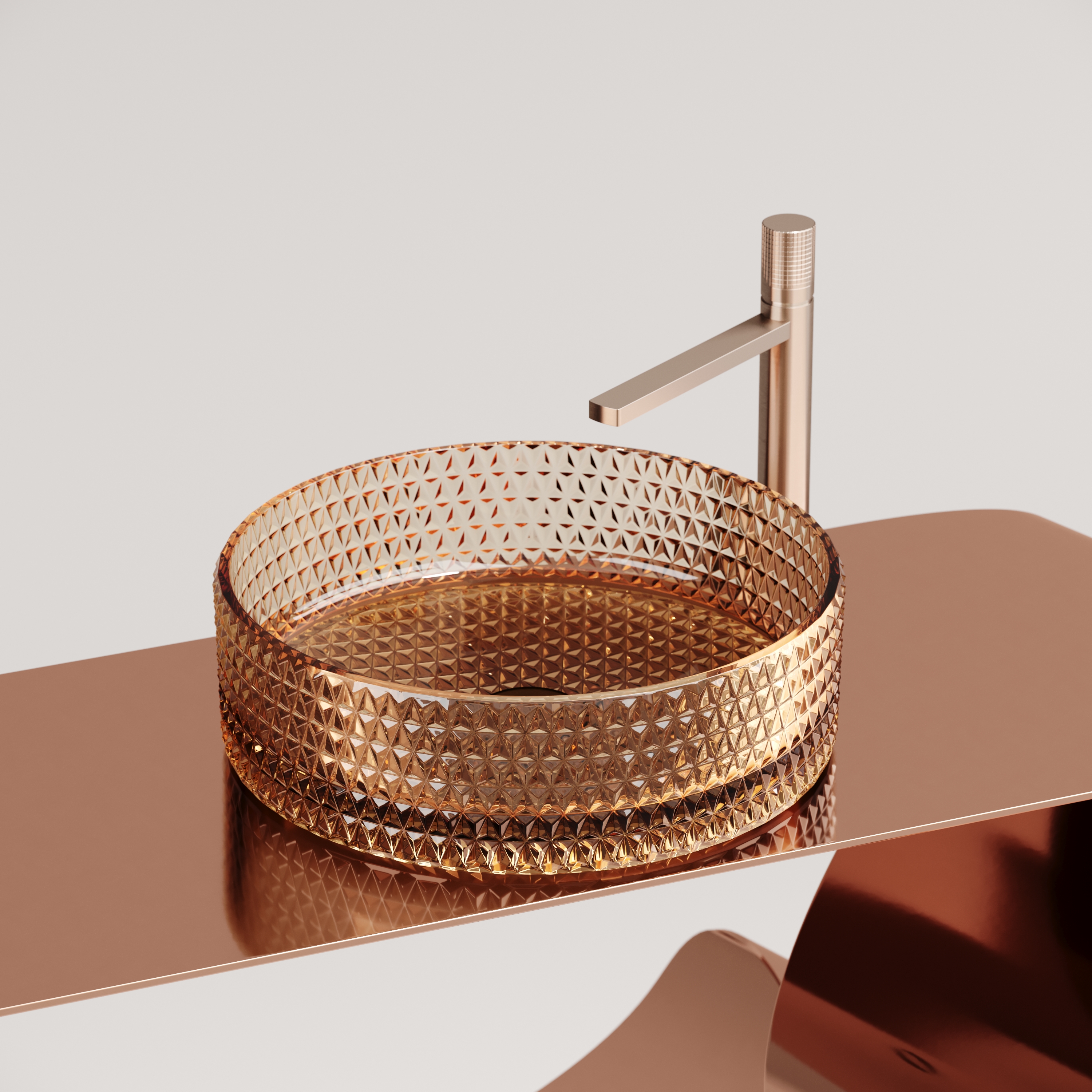 Умывальник чаша накладная круглая (цвет бежевый) cristal 360x360x112мм