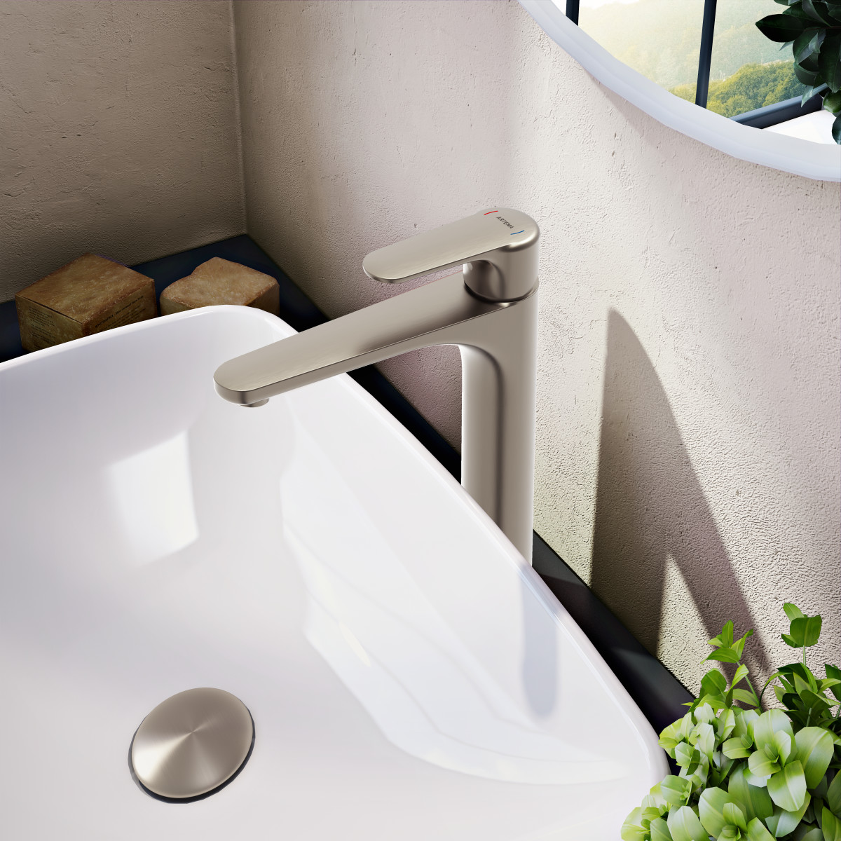 Смеситель для раковины VitrA Root Round A4270734EXP однорычажный брашированный никель латунь