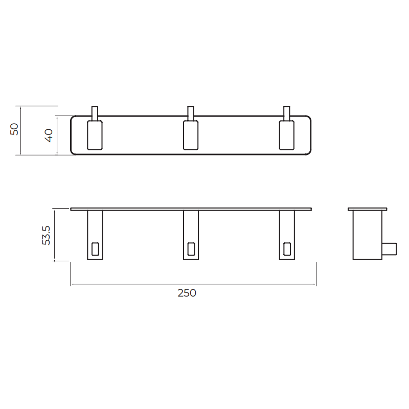 Крючок 3й настенный addimex technic cat002-02/ng matt black