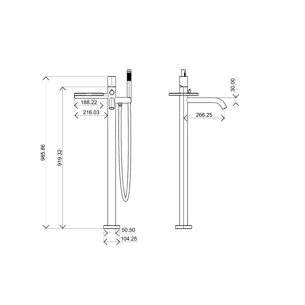 Смеситель STICK напольный GOLD TOUCH GOLD