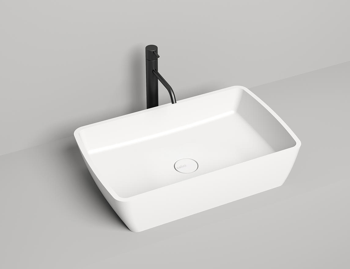 Раковина накладная gloria 11 матовая s-stone 650x400x145 цвет на выбор по ral полностью salini