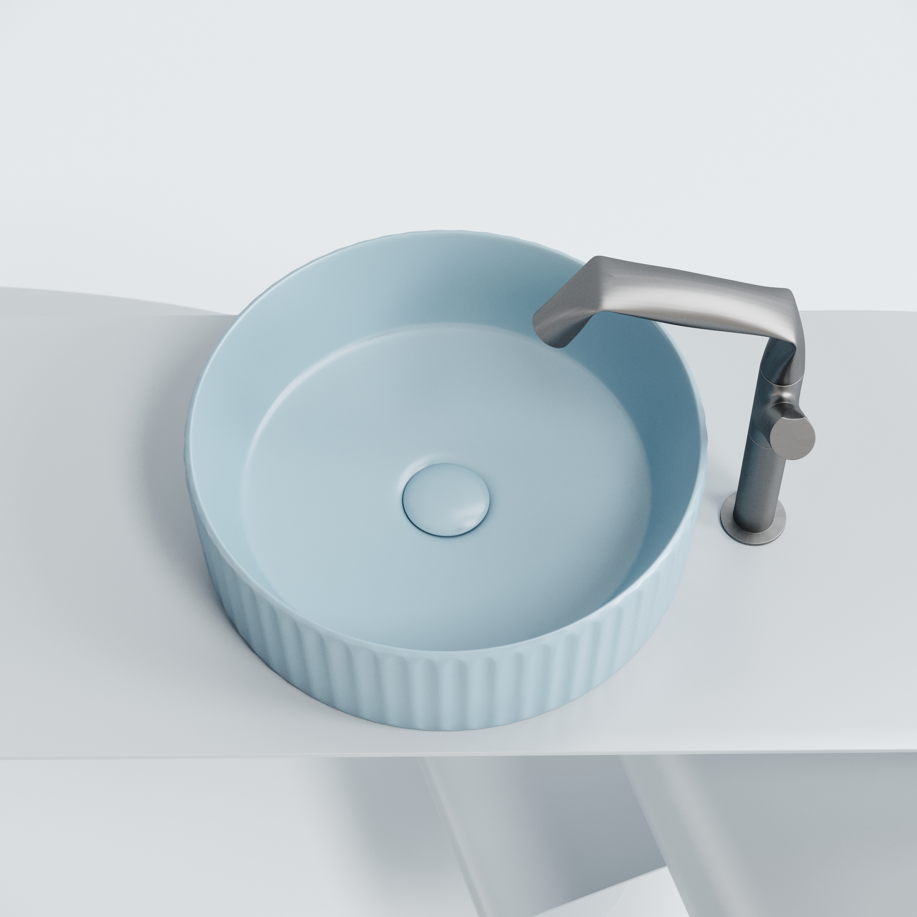 Умывальник чаша накладная круглая (цвет голубой матовый) element 360x360x115мм