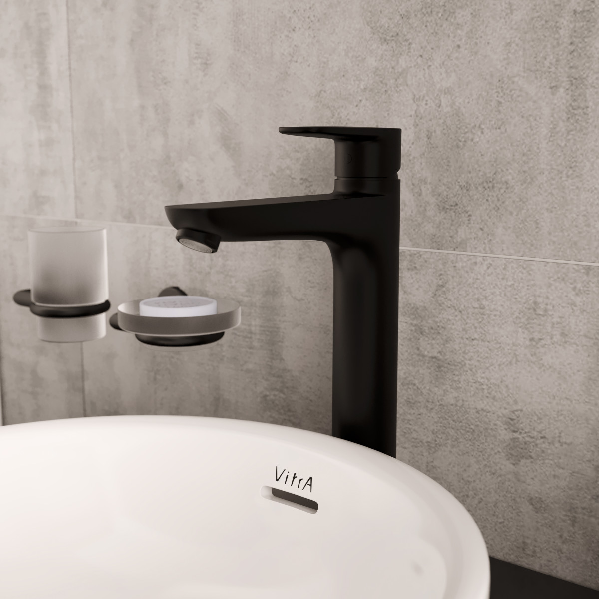 Смеситель для раковины VitrA Flow Soft A4301036EXP однорычажный матовый черный латунь