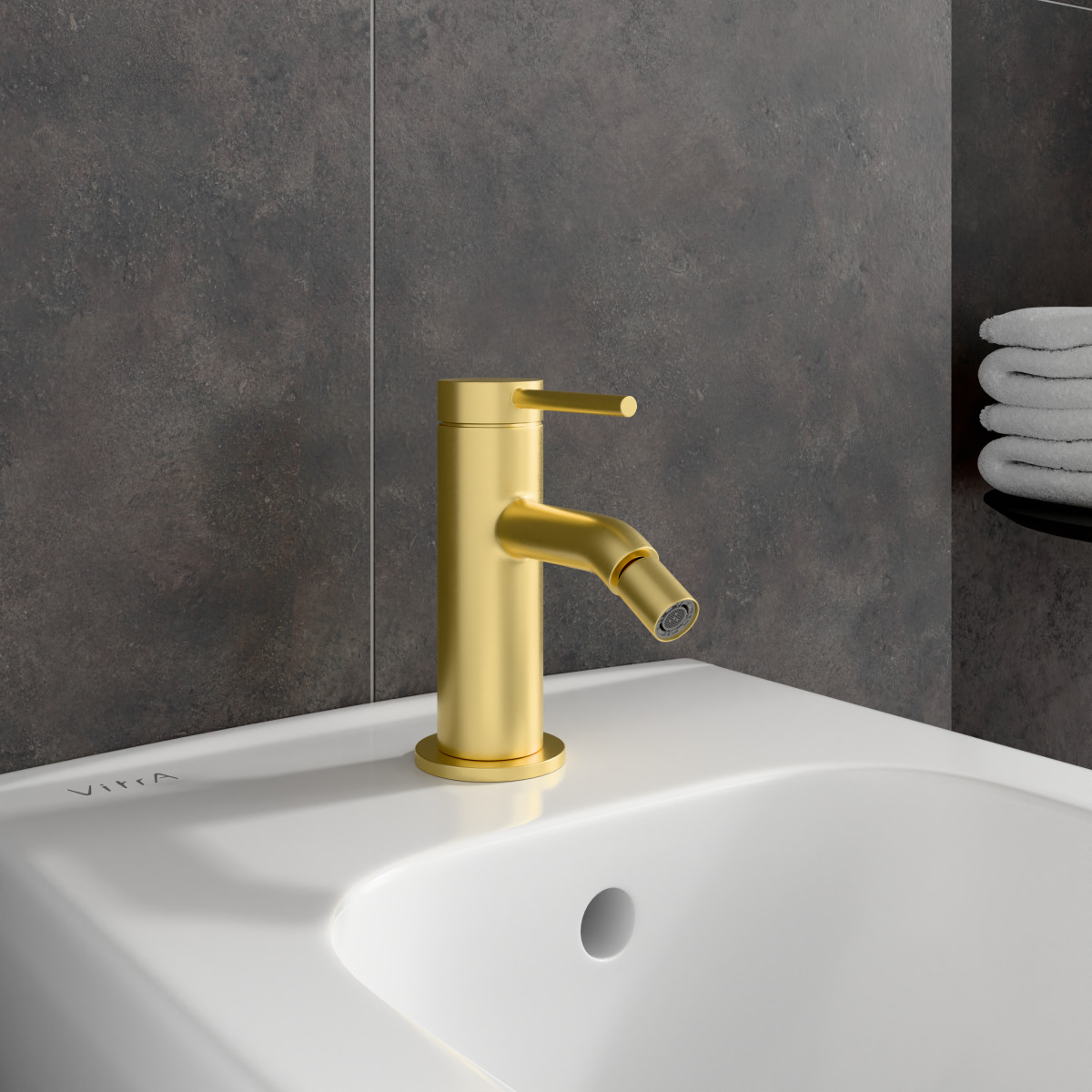 Смеситель для биде VitrA Minimax Round A4353625EXP однорычажный брашированное золото латунь