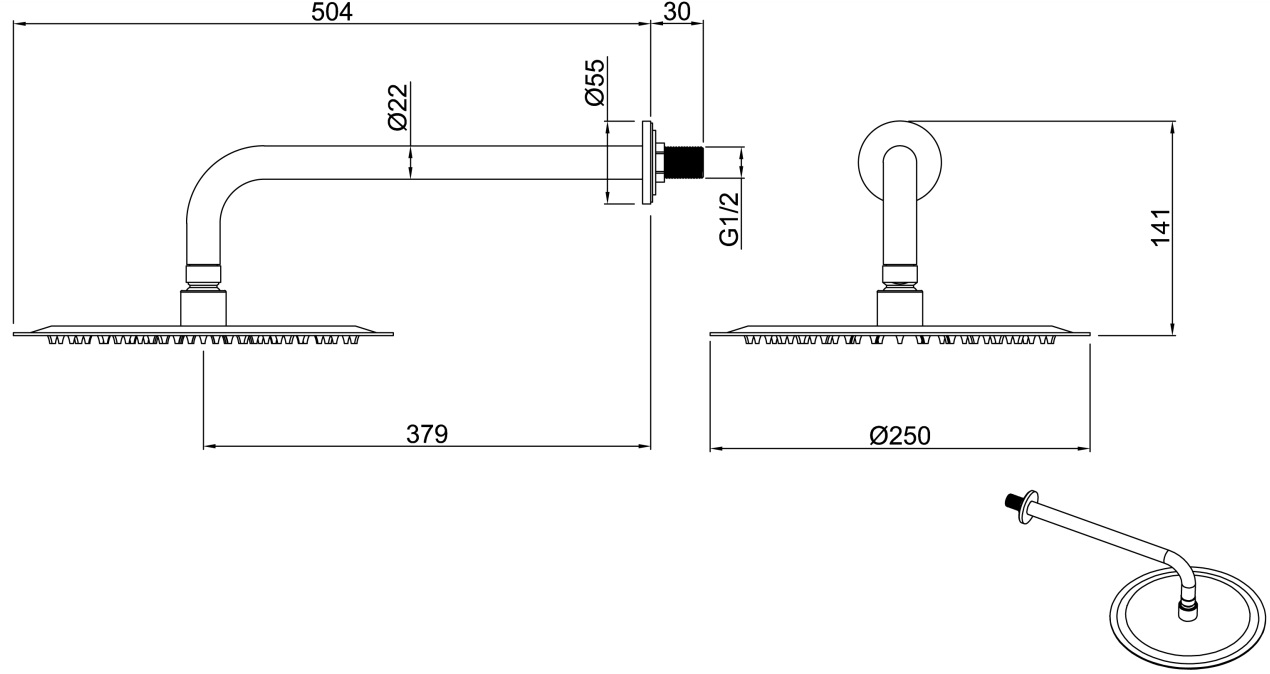 Верхний душ allen brau priority 5.31017-mg графит браш